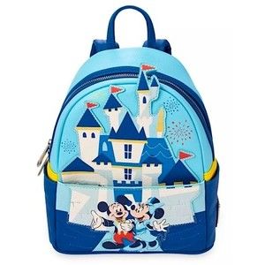 NWT Loungefly Disney Parks 65th Anniversary Mickey Minnie Castle Mini Backpack